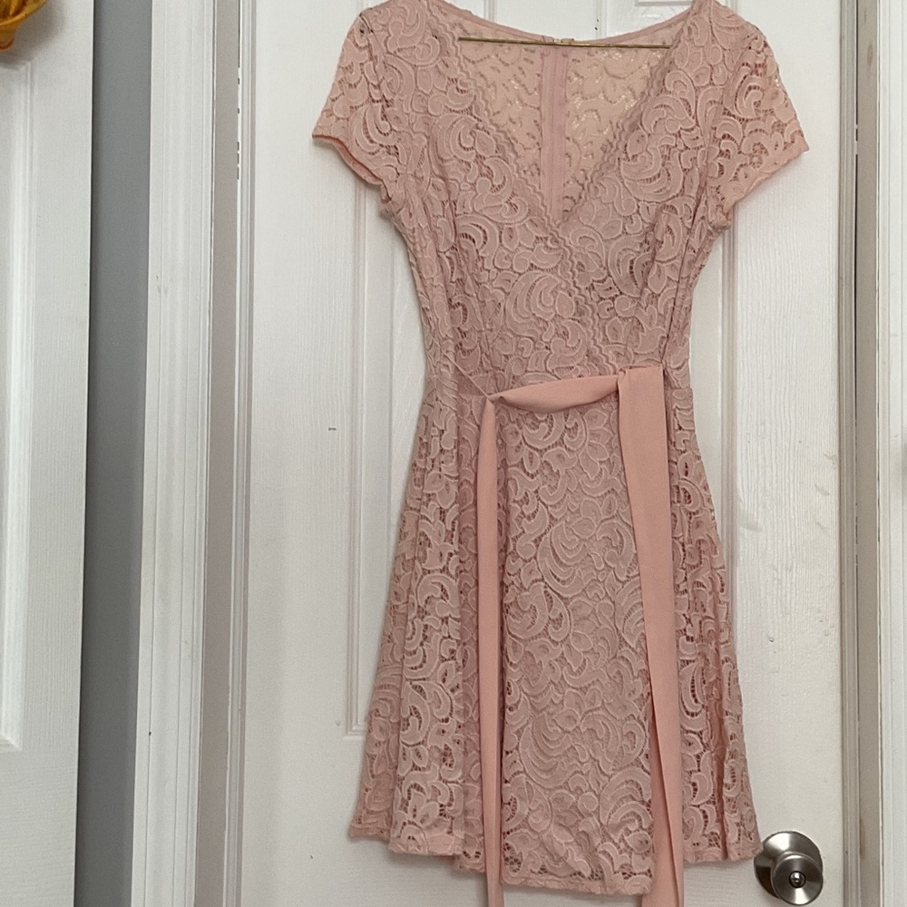 B Darlin Blush Lace Mini Dress